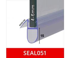 Guarnizione doccia per schermi, porte o pannelli | Fits 4, 5 o 6 mm vetro | Forma rotonda bolla fessure sigilli di fino a 15 mm | 80 cm, 90 cm, 140 cm o 2 m di lunghezza laterale | include deflettore | SEAL051