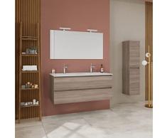 Kiamami Valentina MOBILE BAGNO SOSPESO DOPPIO LAVABO CON CASSETTI QUERCIA NATURALE 120CM | BERLIN