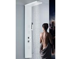 Generico Pannello Colonna Doccia idromassaggio, soffione e Funzione Cascata, miscleatore termostatico (Bianco)