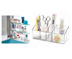 iDesign Armadietto medicinali per bagno, Contenitore medicine piccolo a 7 scomparti, Organizer medicinali in plastica facile da lavare, trasparente