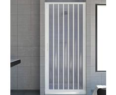 Box doccia a soffietto, dim. 100 cm x H 185 cm, in PVC, a un lato, anta unica, con apertura laterale.