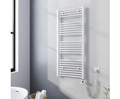Meykoers Scaldasalviette Elettrico Bagno 120x50 cm, Radiatore portasciugamani per Bagno con termostato Digitale e Funzione Timer, Bianco