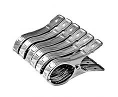 Vicloon Set di 6 Acciaio Inox Mollette per Telo da Spiaggia, Lavanderia Pioli Telo Clip,per Vestiti, Coperte, Lenzuola