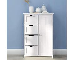 LANTUS Armadietto da Terra Autoportante Mobiletto Bianco da Bagno Cassettiera Cucina Organizer Salvaspazio in Legno Bianco-60 * 30 * 80 cm-bianco