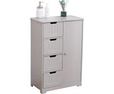 Mobile Bagno Salvaspazio Cassettiere Grigia Cucina Cassettiera Ingresso Soggiorno 4 Cassetti 1 Anta Legno 55x30x81 Grigio Tortora Mobiletto Armadietto