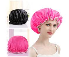 Cuffia Capelli Doccia,Cuffia da Doccia Impermeabile, Cuffia Doccia Riutilizzabile,Cuffia da Bagno Elastica Grande,Cuffia Bagno Donna Doppio Strato,per Donna Doccia Spa Salon,2 Pezzi