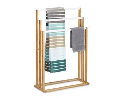 Relaxdays Porta Asciugamani da Terra in Bambù, HLP: 82 x 54 x 24 cm, Portasciugamani da Pavimento Autoportante, Marrone