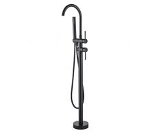 JunSheng Rubinetto Per Vasca Freestanding con Tubo Telescopico, Per lavandino Bagno, Doccetta e Bocca Vasca, Miscelatore Doccia Con Regolabile Supporto, Nero