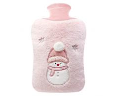 Borsa Acqua Calda con Copertura, 2L Borse Acqua Calda Grande con Tasca per Mani Cald, Boule Acqua Calda con Coperchio Morbido per Mani, Piedi, Collo, Schiena, Spalla, Sollievo dal Dolore (Rosa)