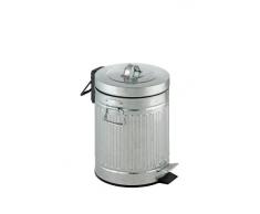 Wenko 18690100 Pattumiera da Bagno a Pedale New York Easy Close, Chiusura Ammortizzata, Finitura Effetto Lamiera, Metallo Altro, Polipropilene, 20,5 x 30,5 x 20,5 cm, Argento Opaco/Nero