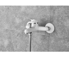Verosan - Rubinetto per vasca da bagno, miscelatore monocomando con deviatore, colore: Bianco/Cromo