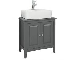 EUGAD Armadietto sotto Lavabo Mobiletto da Bagno Sottolavandino con Piedistrallo in Legno Doppia Anta Grigio 0136WY