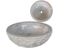 vidaXL Conca in Marmo Naturale per Bagno 40 cm Crema Lavello Lavandino Lavabo
