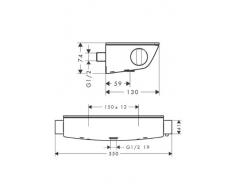 Hansgrohe 13161400, Miscelatore Termostatico Doccia Ecostat Select con Mensola di Sicurezza Bianco, Cromato