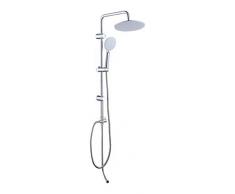 JOHO Colonna Doccia idromassaggio Colonna Doccia con Soffione e Doccetta Doccia Colonna senza Miscelatore Termostatica Set Doccia Completo a Pioggia (D23cm Porcellana Bianca Tondo)