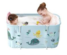 Vasca da bagno portatile, pieghevole, vasca da bagno in plastica SPA, vasca da bagno extra large per adulti bambini 120 cm, blu