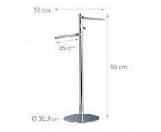 Relaxdays 10022582 Portasciugamani da Terra Portasalviette con 3 Bracci Girevoli Acciaio Inox HxLxP: 90x52x30,5 cm, Argento