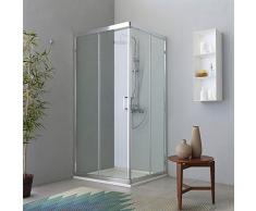 BOX ANGOLARE DOCCIA DUE ANTE SCORREVOLI TRASPARENTE 80x100 PROFILO FLAT