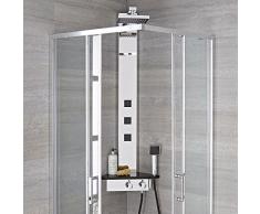 Hudson Reed Alcove Pannello Doccia Angolare - Design ad Incasso - Miscelatore Termostatico Cromato Esterno - 3 Vie - Idrogetti - Mensola Portaoggetti Integrata - Include Soffione e Doccetta