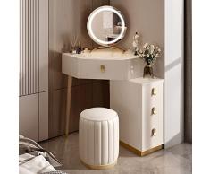 for daily use Scrivania da Toeletta ad Angolo con Specchio Illuminato, Tavolo da Trucco con Sgabello e Cassetti, Set da Toeletta per Piccoli Spazi, Scrivania da Donna/Ragazze Bianco, 80cm/31.5in