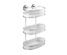 Wenko - Scaffale da parete per il bagno, cromato, 3 ripiani, con innovativo sistema Vacuum Loc, fissaggio senza fori, dimensioni: 45 x 28 x 15,5 cm