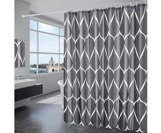 GRICOL Tenda Doccia 180x200CM Tenda da Bagno in Poliestere Doccia con 12 Ganci Lavabile in Lavatrice per Doccia e Bagno Nero