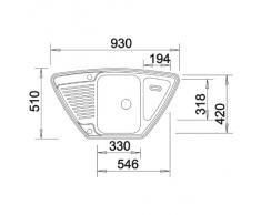 Blanco 513604, Lavabo Angolare da Incasso, Sottolavello: 90 Cm