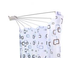 Hershii Asta per Doccia Curva a Parete Asta di Sospensione per Doccia Pieghevole in Acciaio Inox Barra Portaoggetti per Bagno