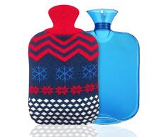 Borsa Dellacqua Calda Bottiglia di Acqua Calda per Invernali 2L Boule Acqua Calda con Lavorazione a Maglia Borsa Dellacqua Calda di Natale per Alleviare Il Dolore Schiena Collo e Spalle Regalo