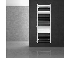 ECD Germany Radiatore Scaldasalviette Termoarredo da Bagno Moderno in Acciaio Bianco Sahara - 500 x 1600 mm - Bianco - dritto con attacco laterale - Scaldasalviette Asciugamani 50x160cm non elettrico