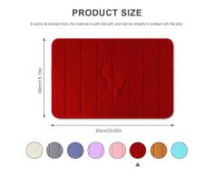 FOONEE Tappetino da Bagno, 40 x 60 cm, Tappeto Antiscivolo, Realizzato in Spugna Memory e Lana Corallo, Lavabile in Lavatrice, Adatto per Bagno, Soggiorno, Cucina, ECC.(rosso)