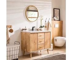 Combinazione Di Lavabo Da Terra Con Mobiletto Per Lavabo Da Bagno Con Corpo Mobile in Marmo Lavabo Da Appoggio Rotondo Con Accessori Per Lo Scarico Del Rubinetto Dellarmadio A Specchio,110cm/43.3in