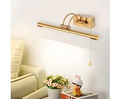 MantoLite LED Lampade da Parete per Quadri, 8W 3000K Illuminazione per Interni con testa Girevole e Interruttore, Specchio da Bagno Illuminazioni per Pareti Lampade Lettura Applique (Ottone,40CM)