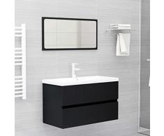 WIFESE Set Mobili da Bagno 2 Pz Nero in Truciolato Mobile Sottolavabo Spazio Aggiuntivo Armadio da Bagno Aspetto Ordinato Mobile Lavabo Robusto Facile da Pulire e da Installare