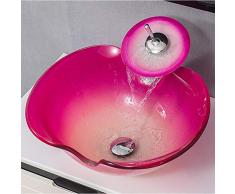 ChengBeautiful Lavandino del Bagno Peach Bagno Scarico del Lavandino Pop Art di Lavabi in Vetro lavandino (Color : Pink, Size : 46x37.5x18cm)