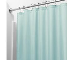 InterDesign Tenda doccia in tessuto, Tende per doccia in poliestere con orlo rinforzato, Tenda bagno lavabile con dimensioni di 183,0 cm x 183,0 cm, menta