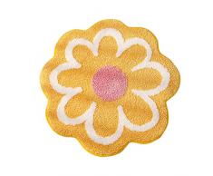 NFNSIG Tappeti da Bagno a Forma di Fiore 40 Cm Tappetino da Bagno Carino Margherita Tappetino Rotondo Morbido in Fibra Superfine Tappetino da Bagno Assorbente Lavabile in Lavatrice per Doccia(Giallo)