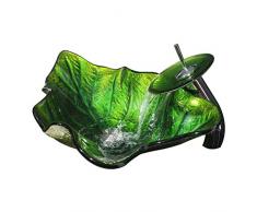 EST007 Bath Tub ZI Ling Shop- Lavabo da Bagno in Vetro temperato a Foglia Verde Fashion Lavabo da appoggio sopra lavabo da Bagno in Vetro (59x38x15.5cm) Bathtub (Color : Green)
