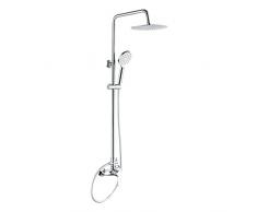 GRIFEMA COLUMNA-G7004 Sistema Doccia con Miscelatore Monocomando, Soffion, Flessibile Doccia, 3 Doccetta a Spruzzo, Supporto, Barra Regolabile/Colonna Doccia (G1/2 Pollici), Cromo/Argento