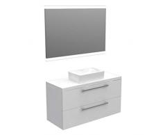 Kratos mobile completo arredo bagno in legno in diverse finiture - design 100% made in Italy L=100 cm/P=40 cm/H=54 cm (Bianco frassinato)