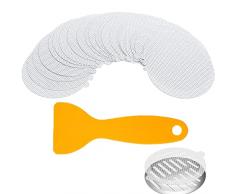 LEZED Raccogli Capelli per Scarico Doccia 30 Pezzi Scarico Lavello usa e Getta Adesivi con Pala di Pulizia Rete di Scarico Doccia Rotonda Filtro a Rete per Lavello per Bagno, Cucina, Lavandino(11CM)