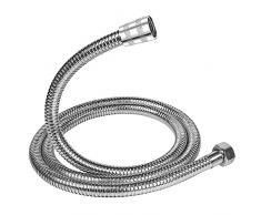 JADUFHU Flessibile Doccia,Tubo Doccia in Acciaio Inossidabile (G1/2 pollici,150 CM), Antitorsione, Resistente alle alte Temperature Tubo Flessibile Doccia, Interfaccia Universale Standard, Argento