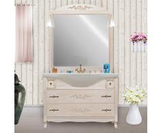 Shop Chic Arredo 105 mobile bagno in legno avorio decapato con intagli e cassetti