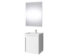 Planetmöbel Mobiletto in bianco da 50 cm con lavabo e specchio, set di mobili da bagno per il bagno degli ospiti