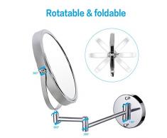Specchio Ingranditore da Trucco, YEVITA Specchio da Bagno Ingrandente 10X, 8 Pollici Specchi da Parete con Ingradimento , Ruota di 360° 12 Pollici Braccio Espandibile