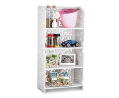 Finether Libreria Scaffale Mobiletto Armadietto Mobile Scaffale per Libri Scarpiera Scaffale 4 Ripiani per Ufficio/Soggiorno/Cucina/Bagno/Camera da Letto, in Legno Plastico