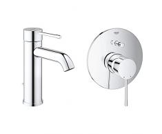 Grohe Essence New Miscelatore Per Lavabo, Con Astina A Saltarello, Cromo 23589001 & Miscelatore Monocomando Per Vasca/Doccia Ad Incasso, Cromo 19285001