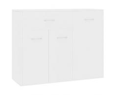 vidaXL Credenza Minimalista con Ante e Cassetto Robusta Elegante Madia Armadietto Cassettiera Arredo Casa Bianca 88x30x70 cm in Multistrato