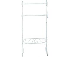 Porta asciugamani da terra in ferro battuto finitura bianca anticata L48xPR32,5xH97 cm