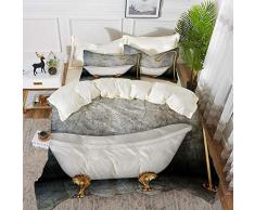 Set Biancheria da Letto,Set Copripiumino in Microfibra con Federa,Retro, Vasca da Bagno dEpoca in con Grunge Stile di Vita da Parete,1 Copripiumino 240 x 260cm + 2 federe 50 x 80 cm